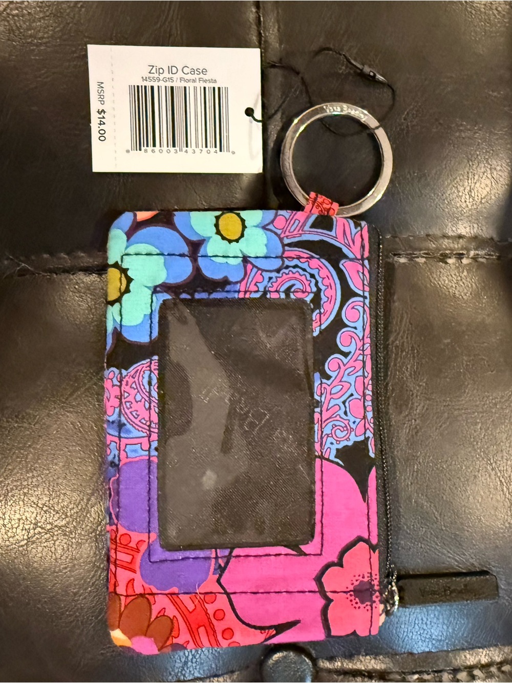 Vera Bradley Floral Fiesta Zip ID Keyring in Pink, Blue & Yellow NWT